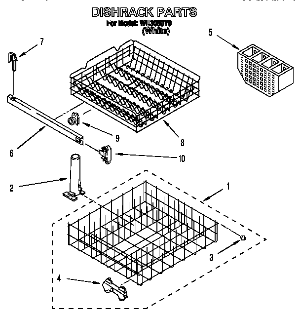 Roper WU3050Y0 dishrack diagram
