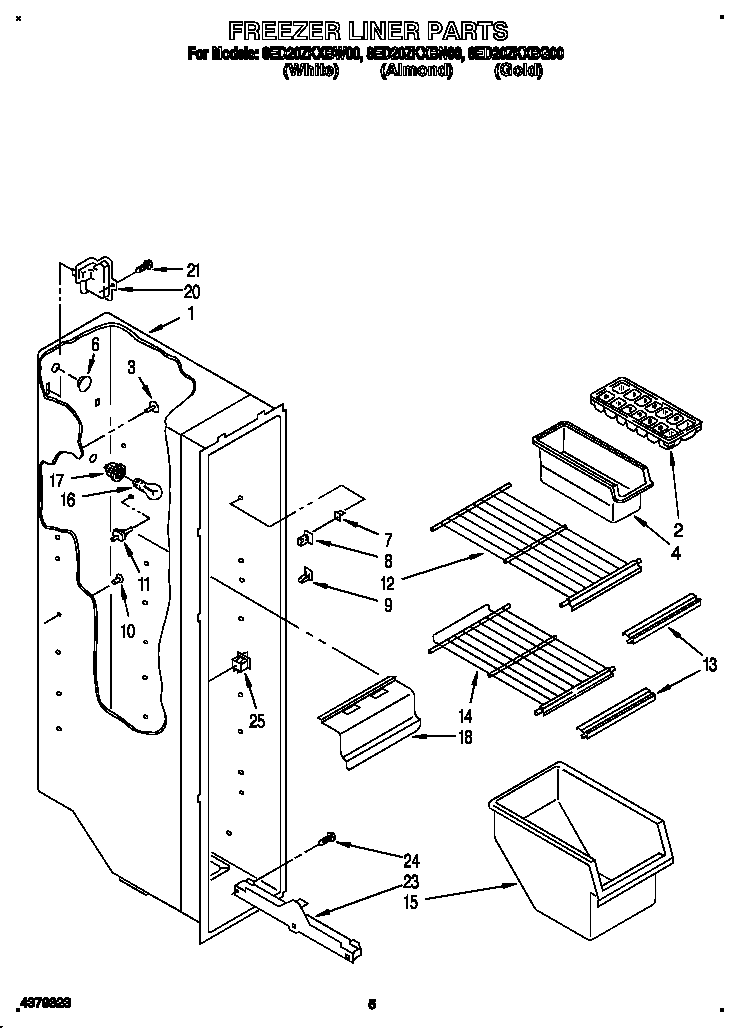 Whirlpool 8ED20ZKXBW00 freezer liner diagram