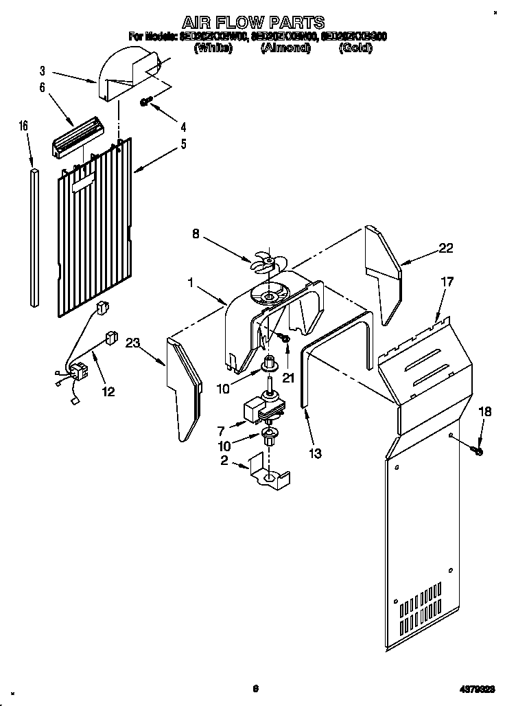 Whirlpool 8ED20ZKXBW00 air flow diagram