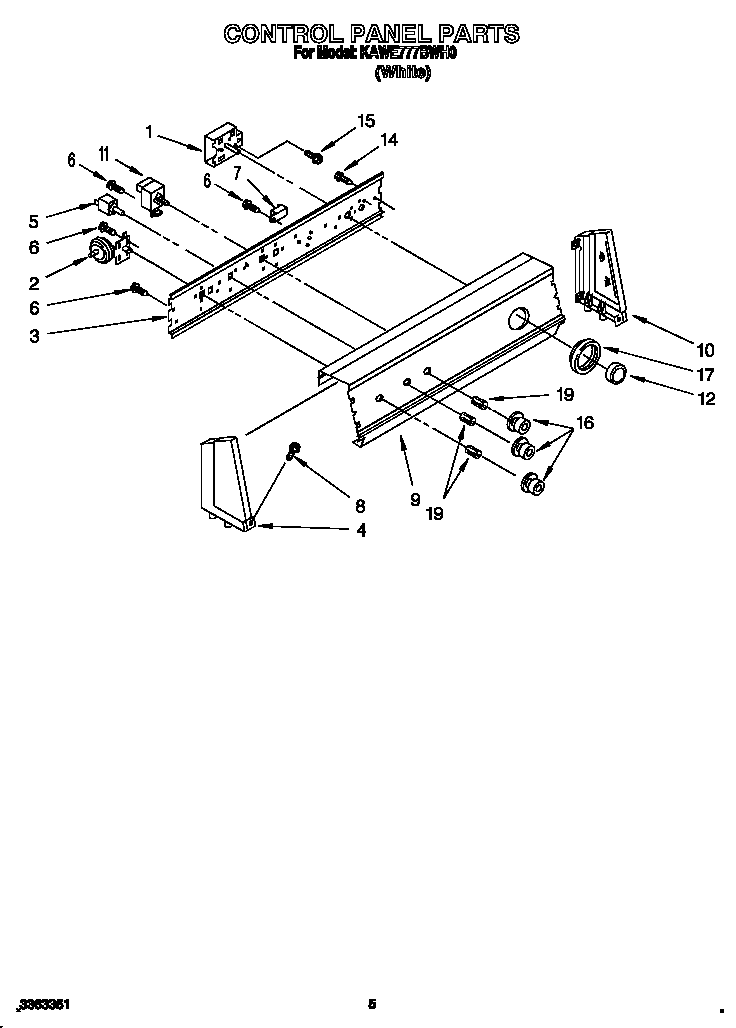 KitchenAid KAWE777BWH0 control panel diagram