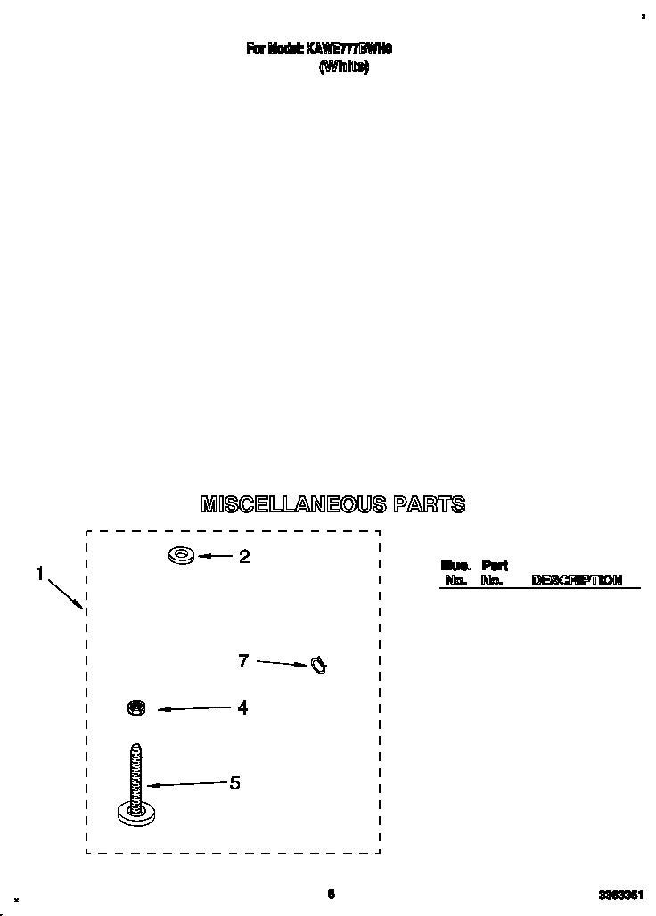 KitchenAid KAWE777BWH0 miscellaneous diagram