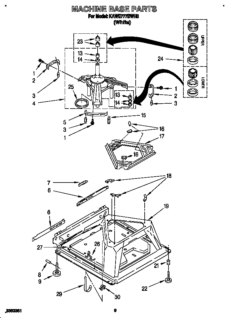 KitchenAid KAWE777BWH0 machine base diagram
