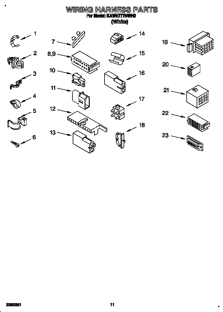 KitchenAid KAWE777BWH0 wiring harness diagram