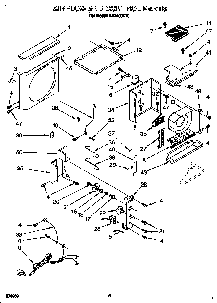 Whirlpool AR2400XT0 airflow and control diagram