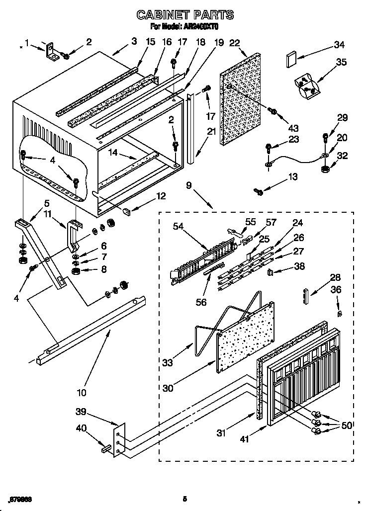 Whirlpool AR2400XT0 cabinet diagram