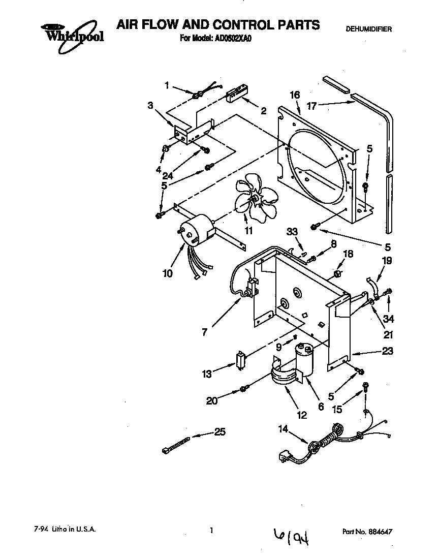 Whirlpool AD0502XA0 air flow and control diagram