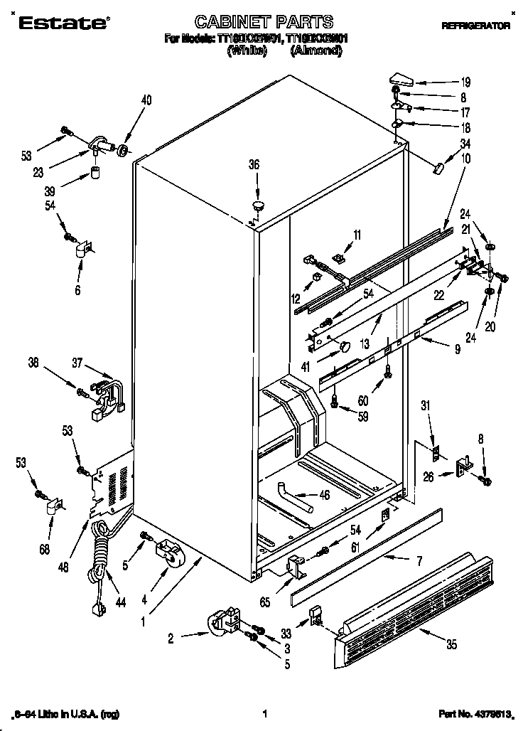 Estate TT18DKXBN01 cabinet diagram
