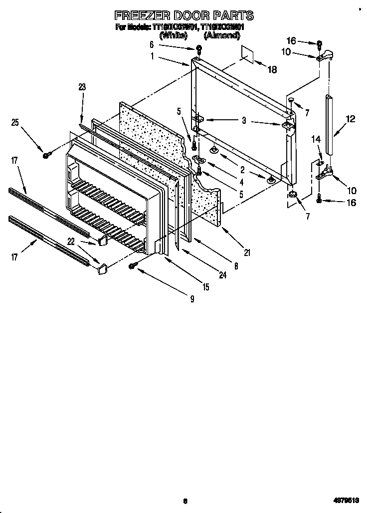 Estate TT18DKXBN01 freezer door diagram
