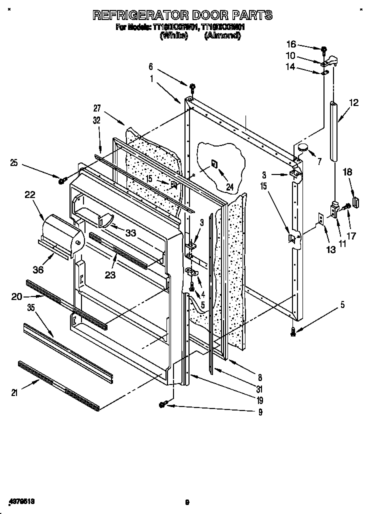 Estate TT18DKXBN01 refrigerator door diagram