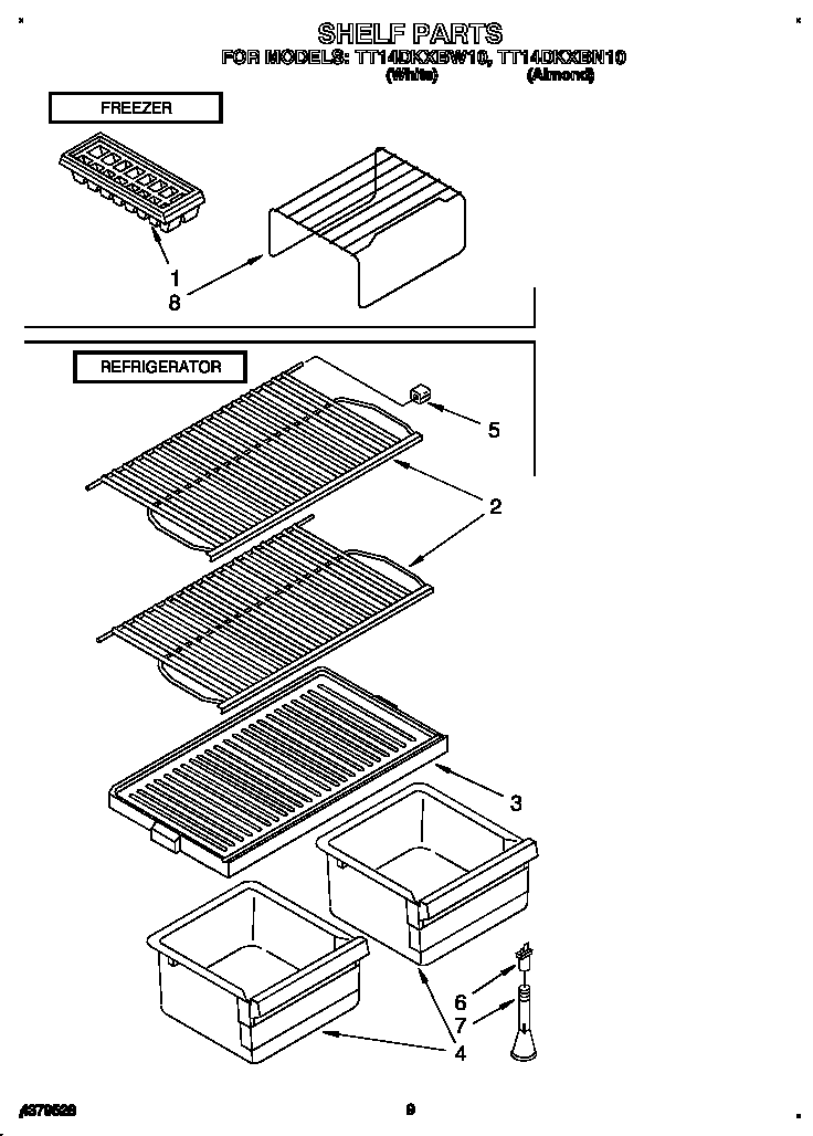 Estate TT14DKXBN10 shelf diagram