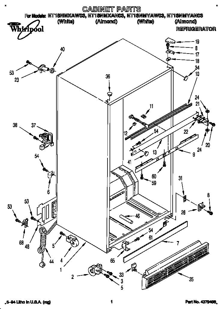 Whirlpool ET18NMXAW03 cabinet diagram