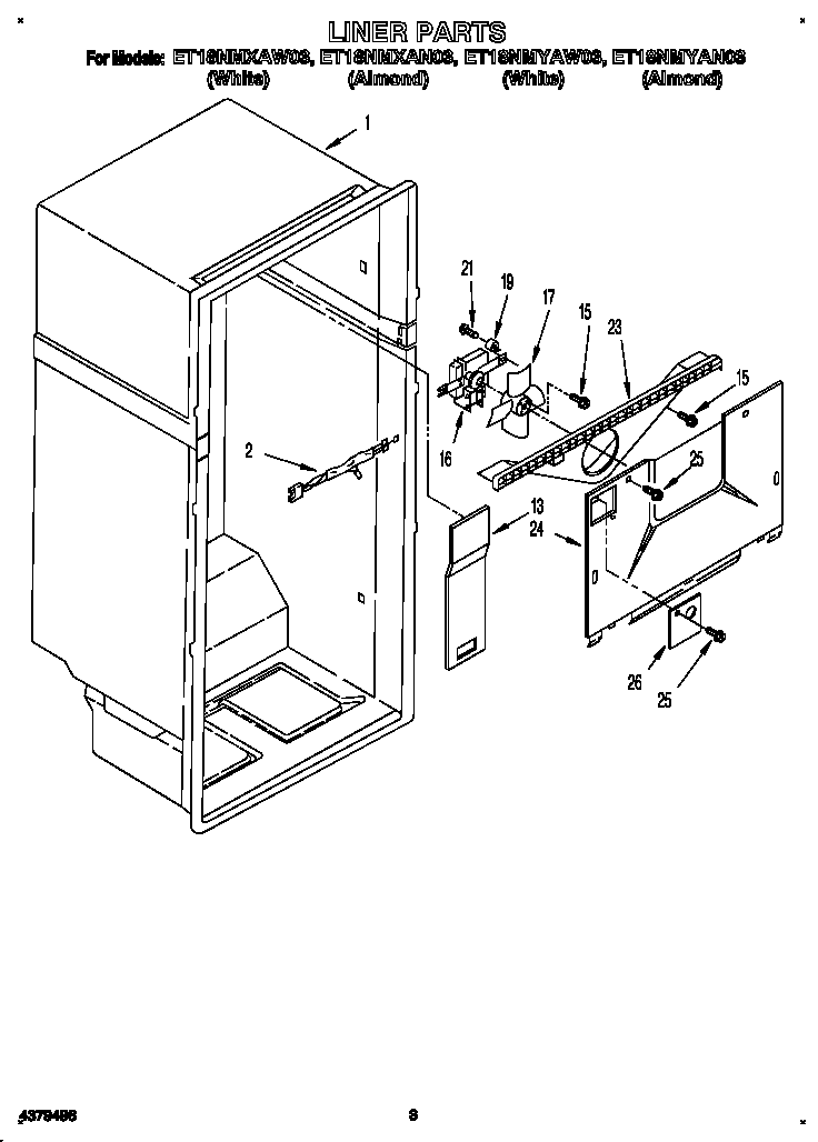 Whirlpool ET18NMXAW03 liner diagram