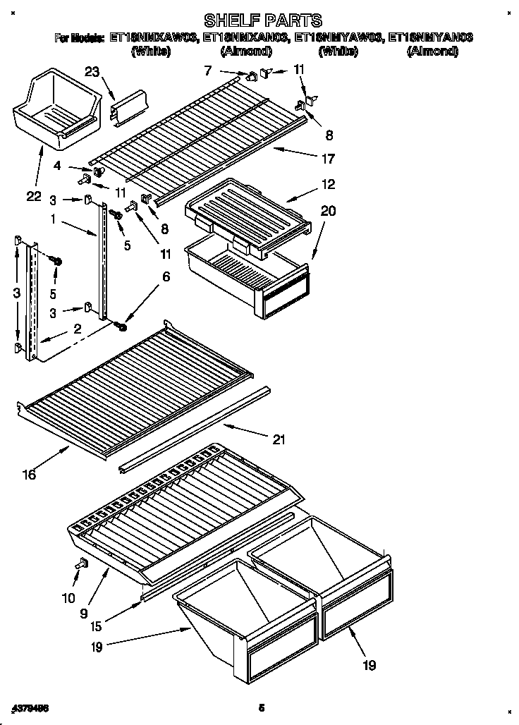 Whirlpool ET18NMXAW03 shelf diagram