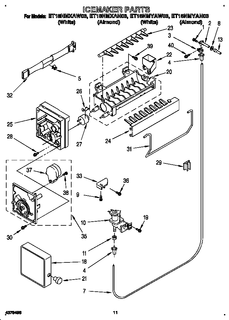 Whirlpool ET18NMXAW03 icemaker diagram