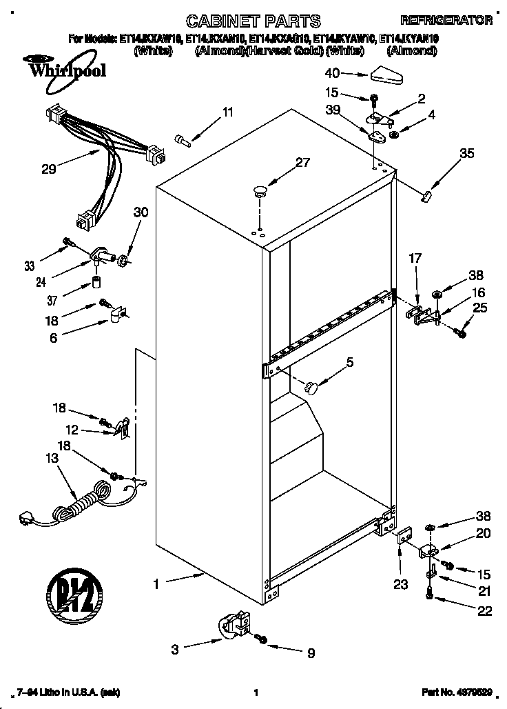 Whirlpool ET14JKYAN10 cabinet diagram