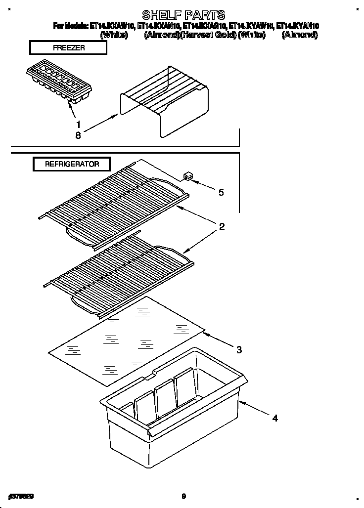 Whirlpool ET14JKYAN10 shelf diagram