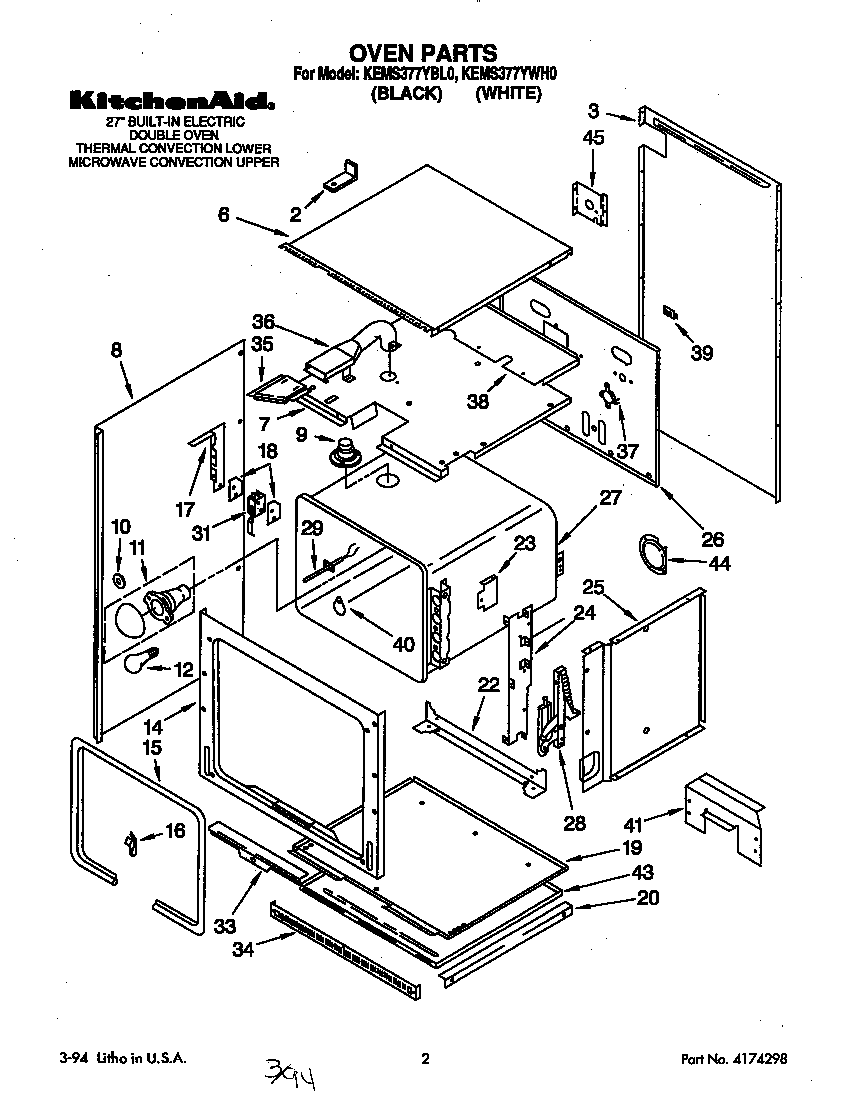 KitchenAid KEMS377YWH0 oven diagram