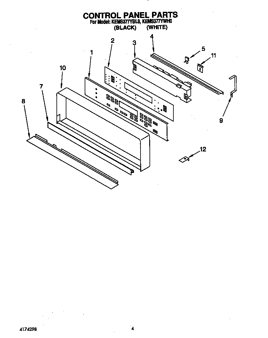 KitchenAid KEMS377YWH0 control panel diagram