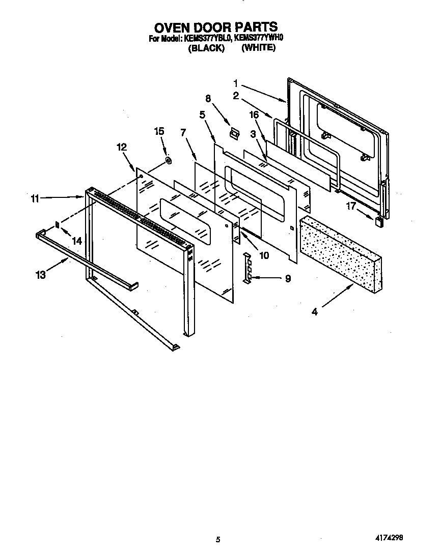 KitchenAid KEMS377YWH0 oven door diagram