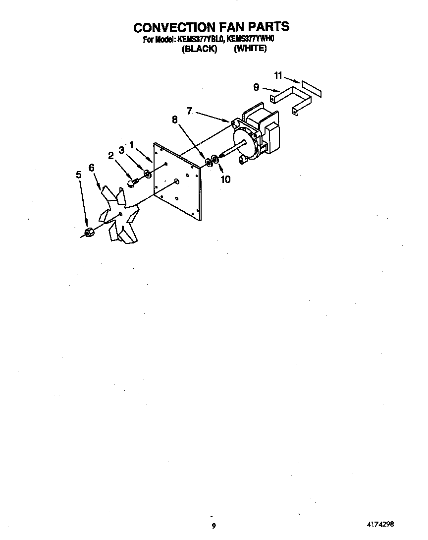 KitchenAid KEMS377YWH0 convection fan diagram