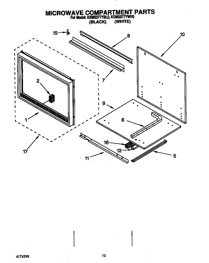 KitchenAid KEMS377YWH0 microwave compartment diagram