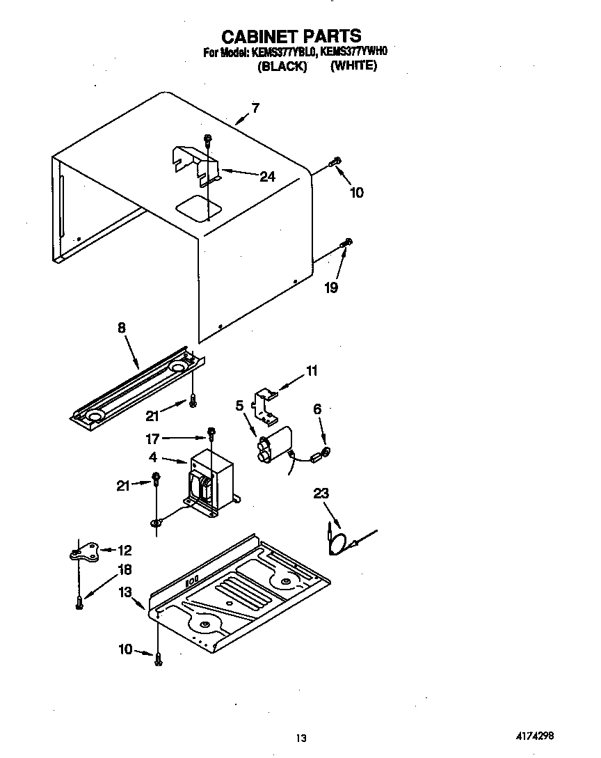 KitchenAid KEMS377YWH0 cabinet diagram
