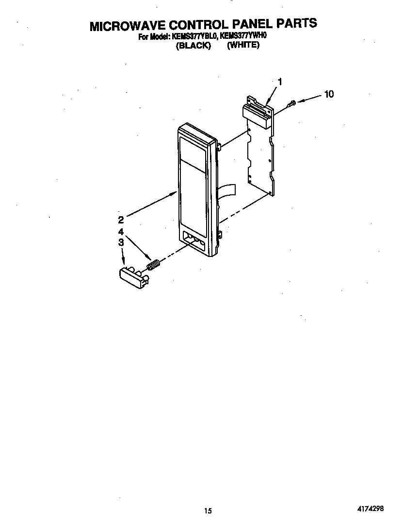 KitchenAid KEMS377YWH0 microwave control panel diagram