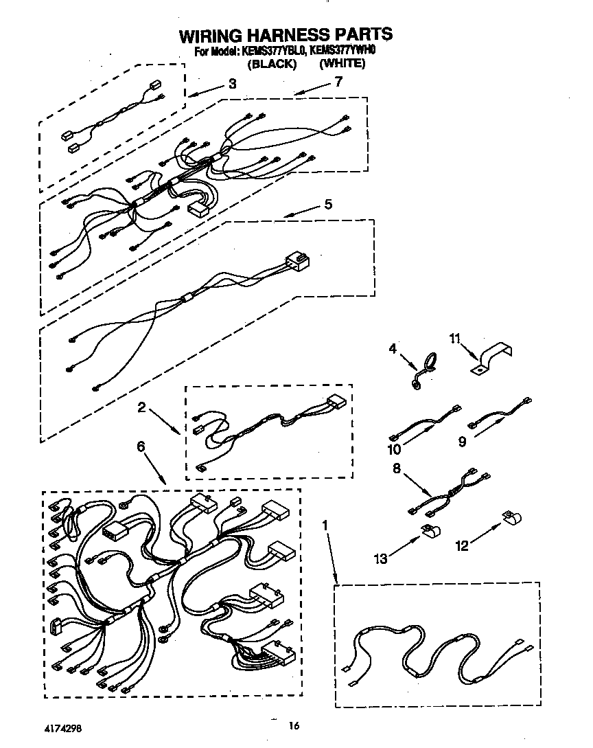 KitchenAid KEMS377YWH0 wiring harness diagram