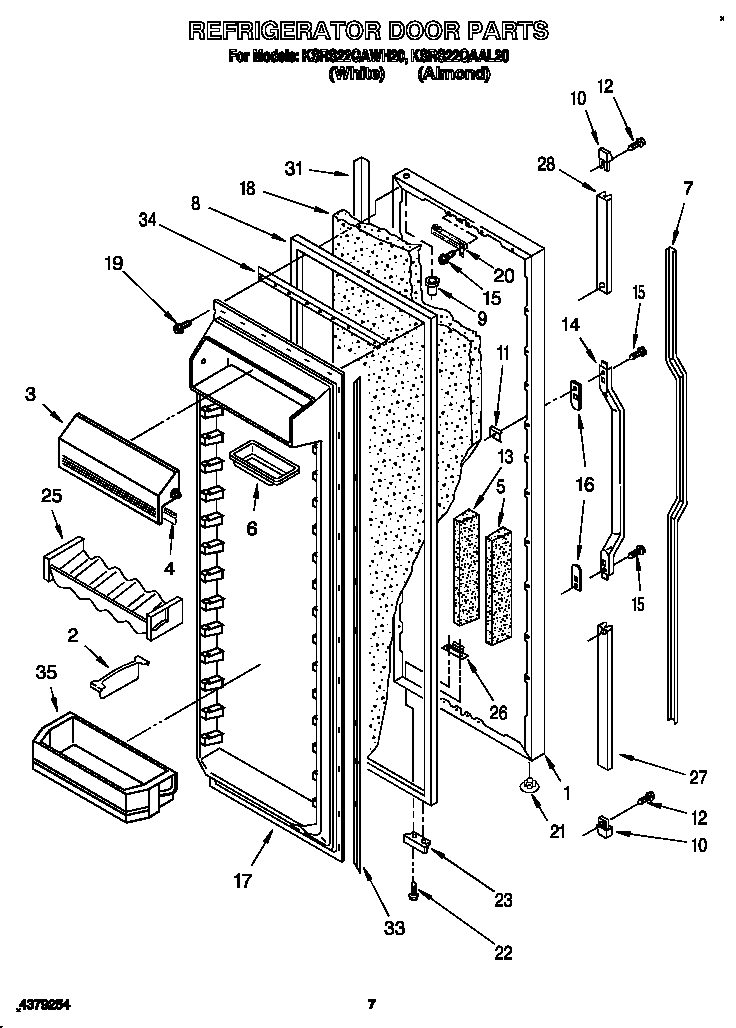 KitchenAid KSRS22QAWH20 refrigerator door diagram