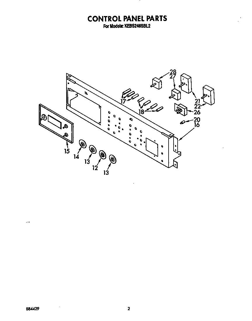 KitchenAid KEBS246SBL2 control panel diagram