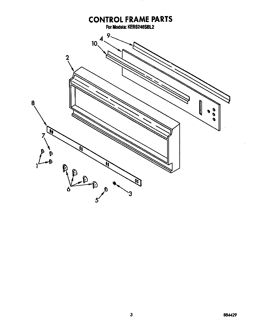KitchenAid KEBS246SBL2 control frame diagram