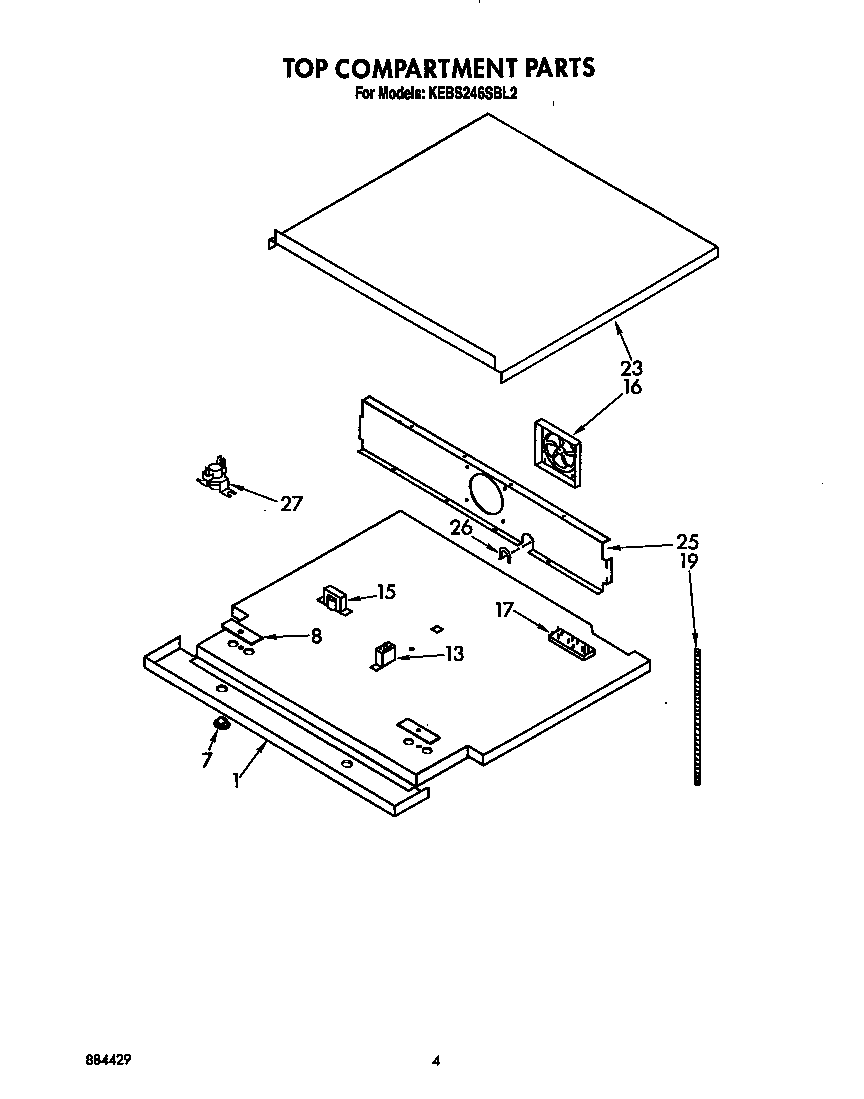 KitchenAid KEBS246SBL2 top compartment diagram