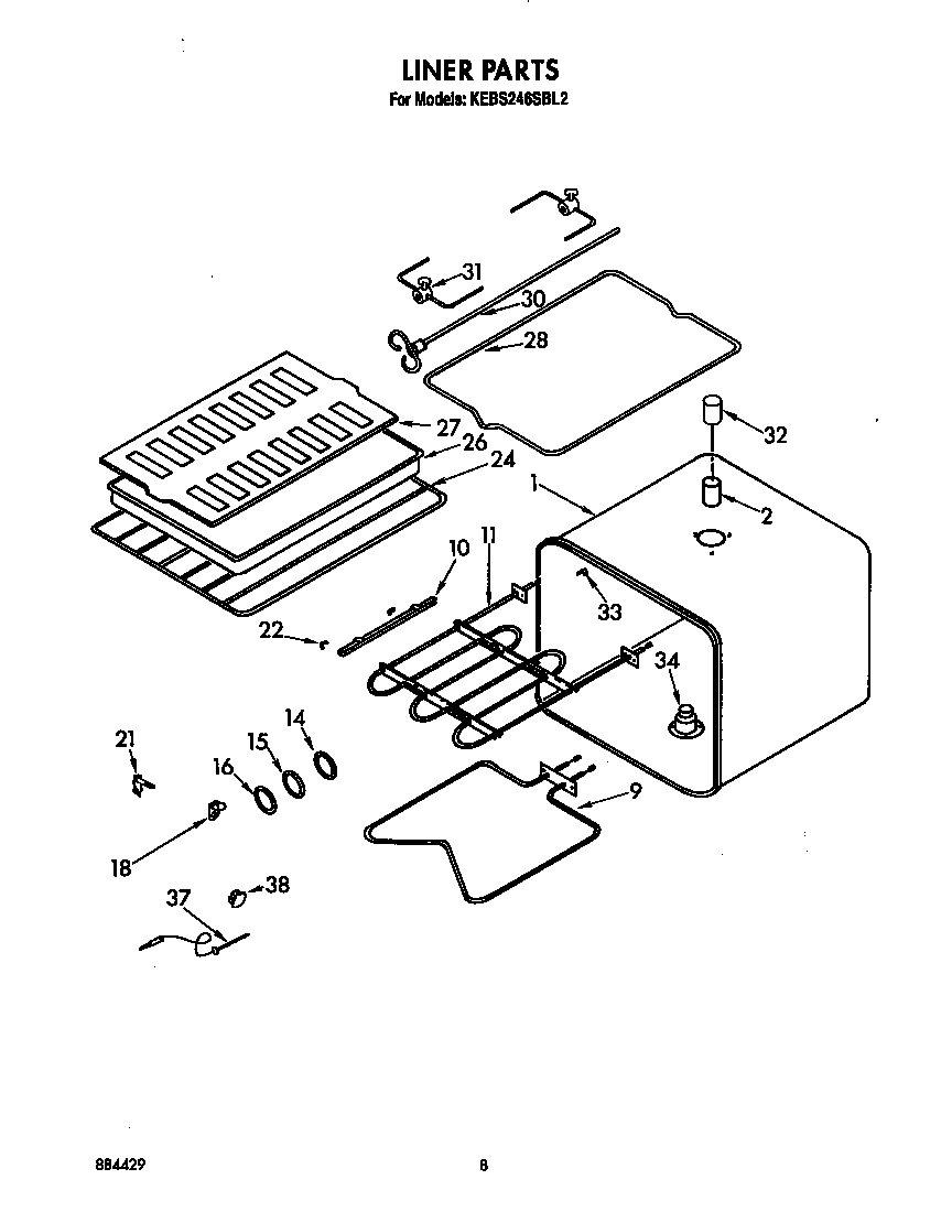 KitchenAid KEBS246SBL2 liner diagram