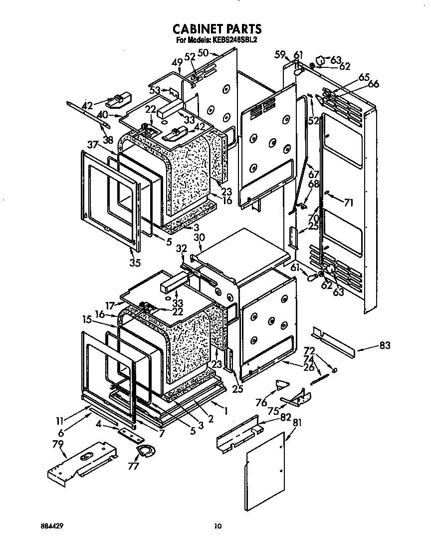 KitchenAid KEBS246SBL2 cabinet diagram