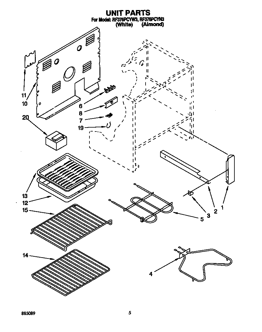 Whirlpool RF376PCYW3 unit diagram