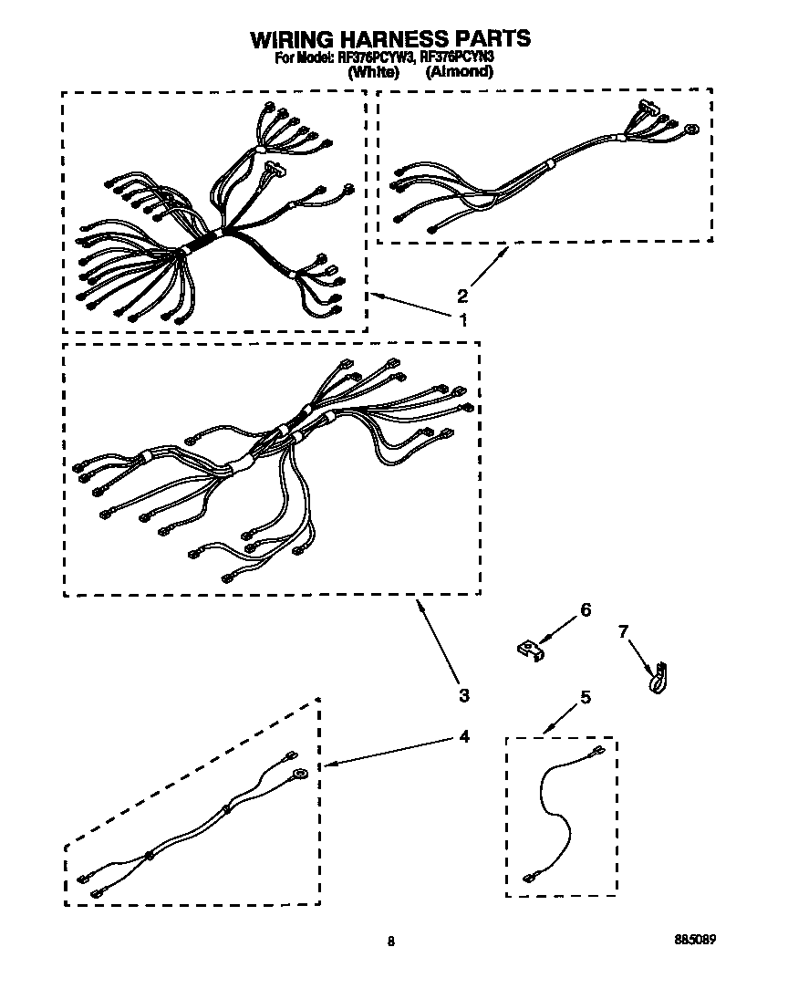 Whirlpool RF376PCYW3 wiring harness diagram
