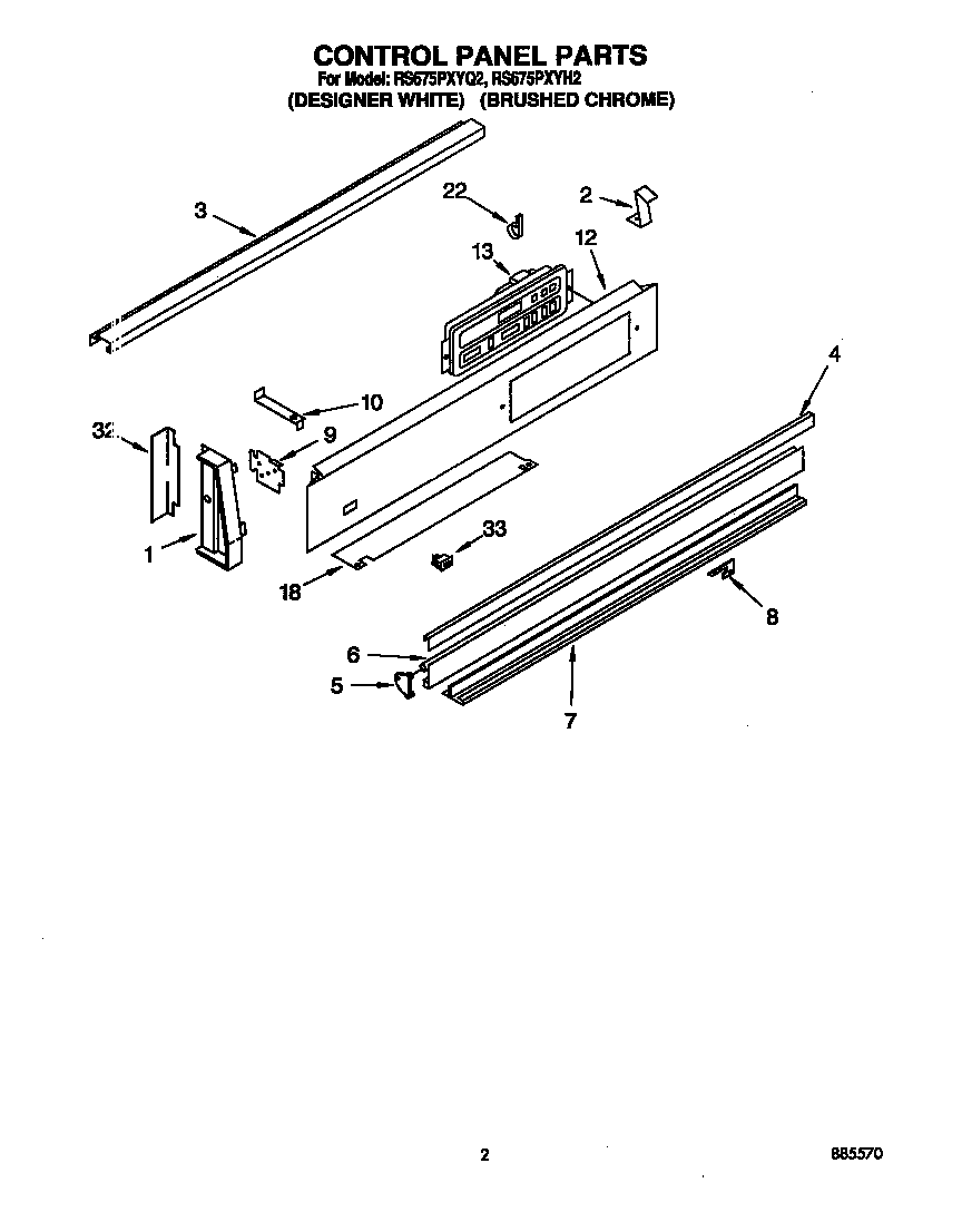 Whirlpool RS675PXYH2 control panel diagram