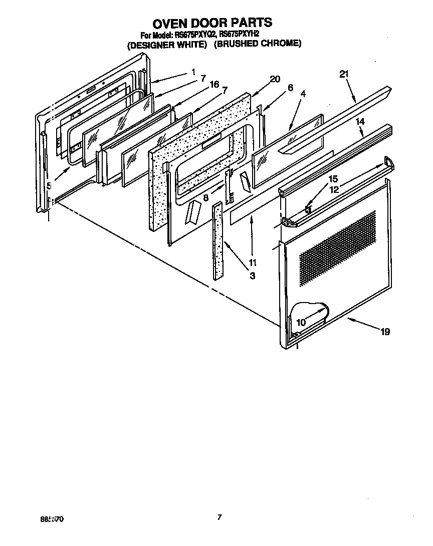Whirlpool RS675PXYH2 oven door diagram