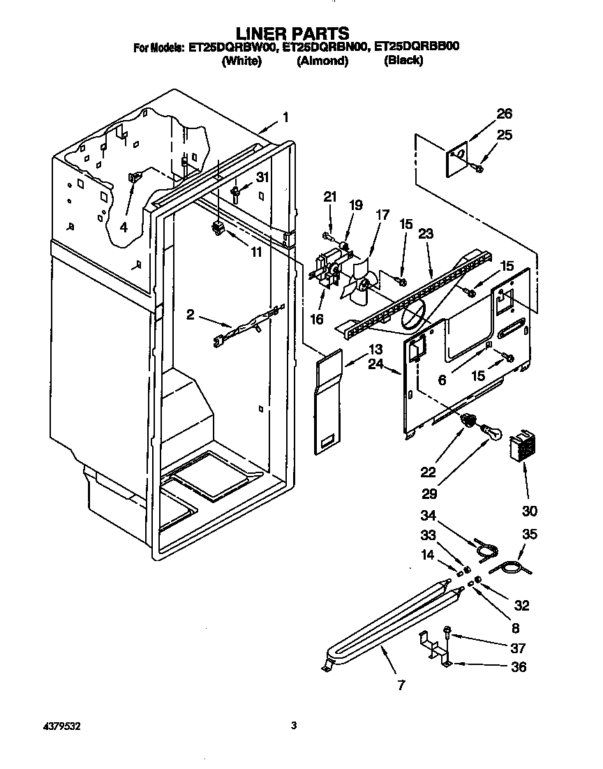 Whirlpool ET25DQRBW00 liner diagram