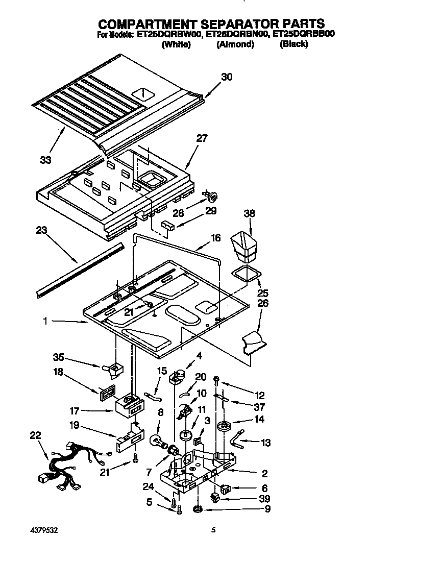 Whirlpool ET25DQRBW00 compartment separator diagram