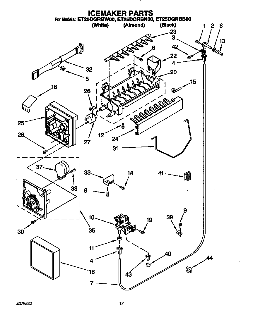 Whirlpool ET25DQRBW00 icemaker diagram