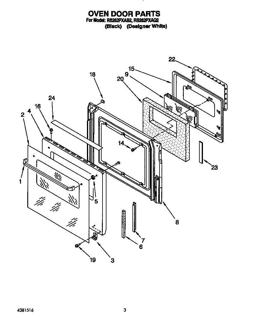 Whirlpool RB262PXAQ2 oven door diagram