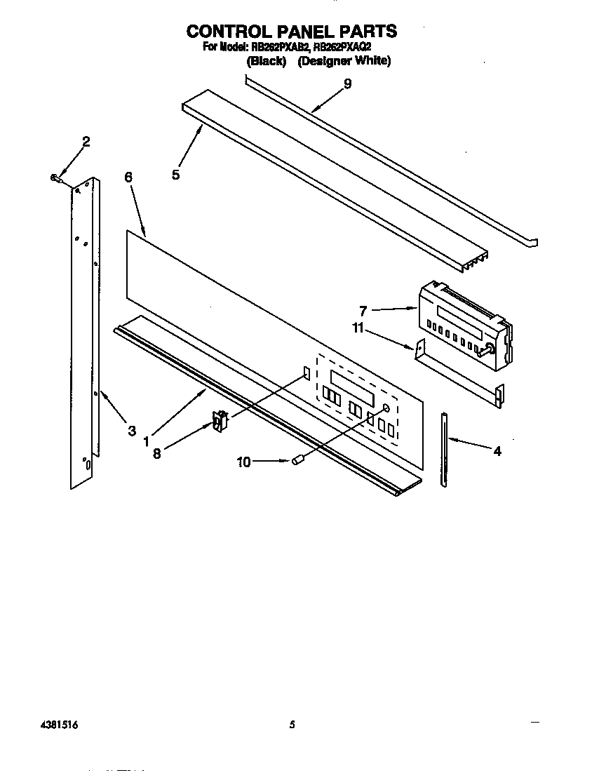 Whirlpool RB262PXAQ2 control panel diagram