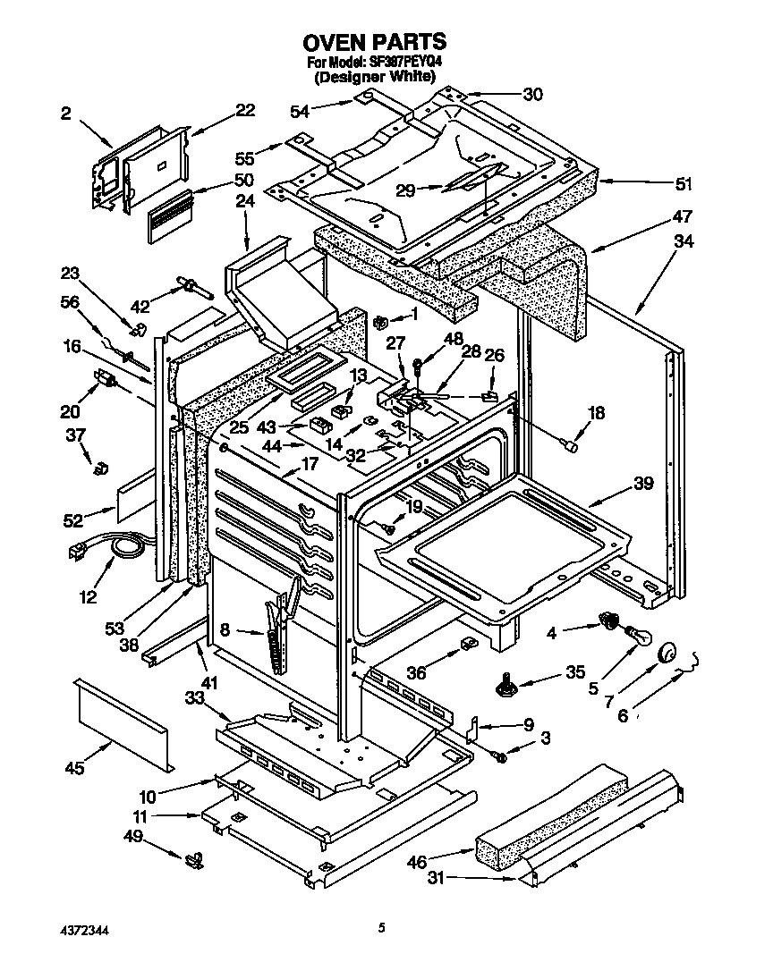 Whirlpool SF387PEYQ4 oven diagram