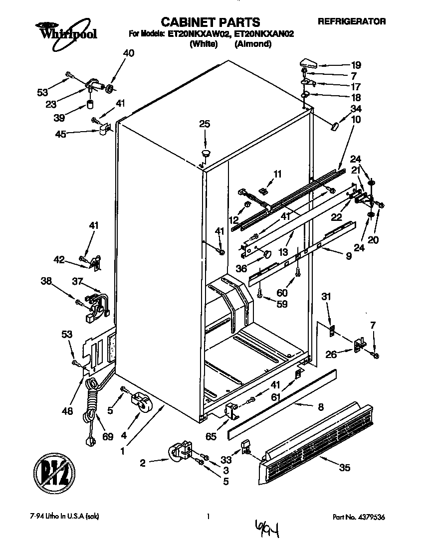 Whirlpool ET20NKXAN02 cabinet diagram