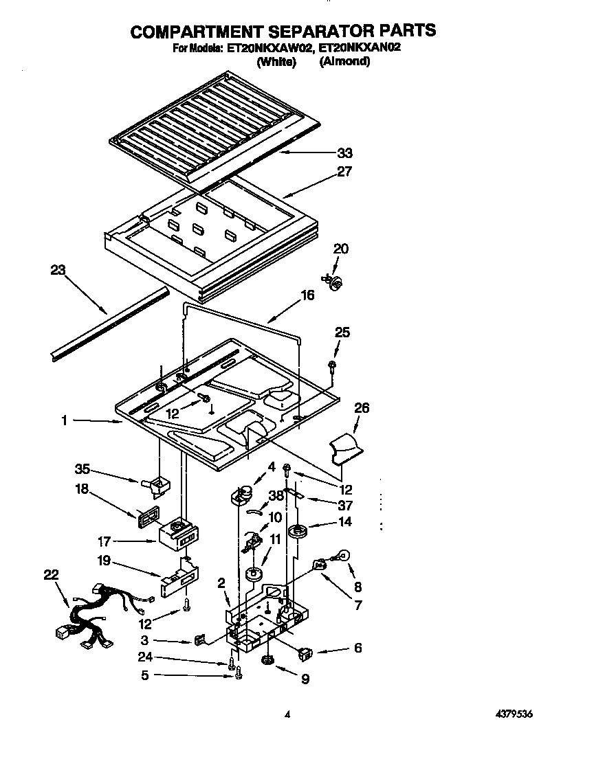 Whirlpool ET20NKXAN02 compartment separator diagram