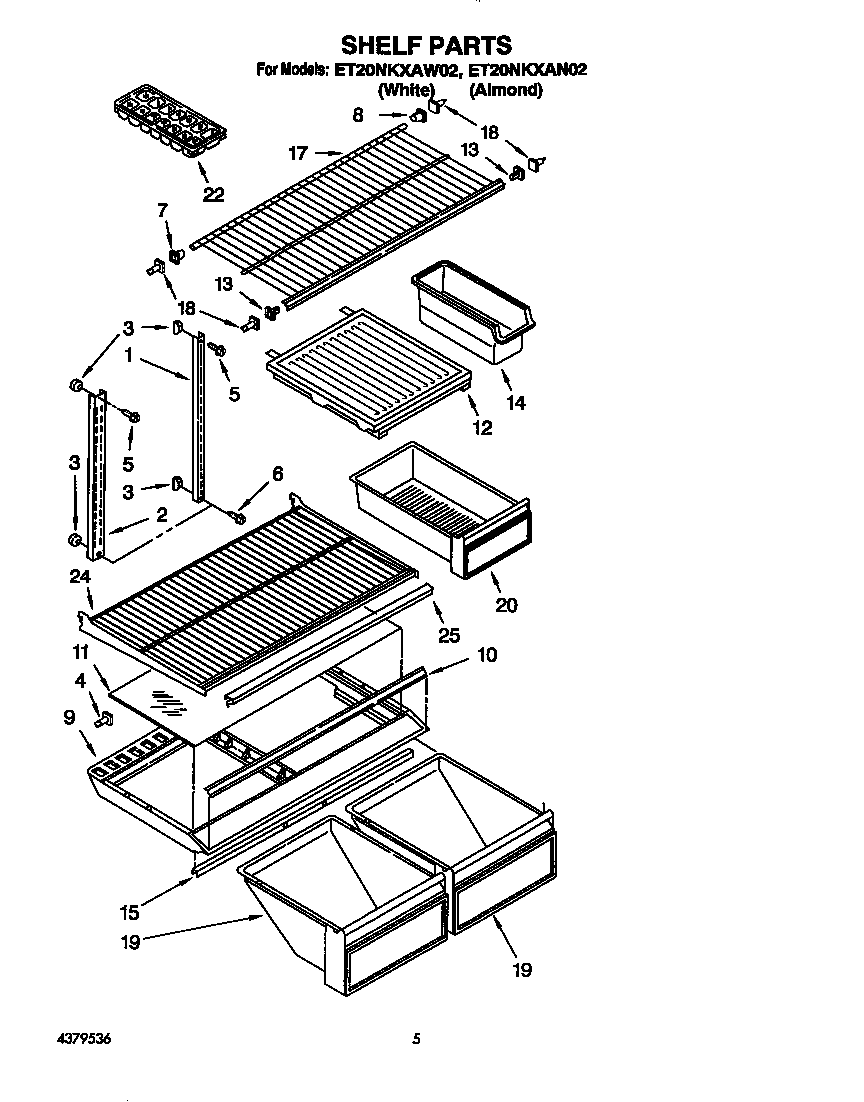 Whirlpool ET20NKXAN02 shelf diagram