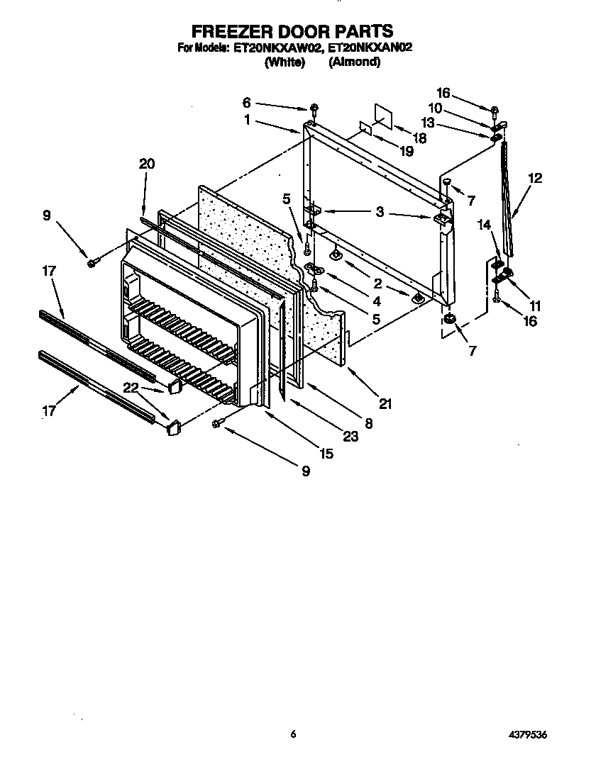 Whirlpool ET20NKXAN02 freezer door diagram