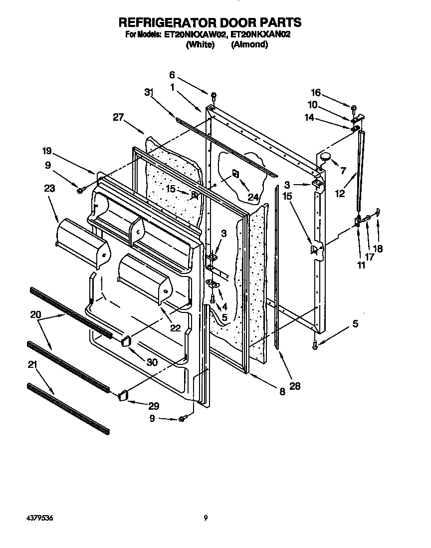 Whirlpool ET20NKXAN02 refrigerator door diagram