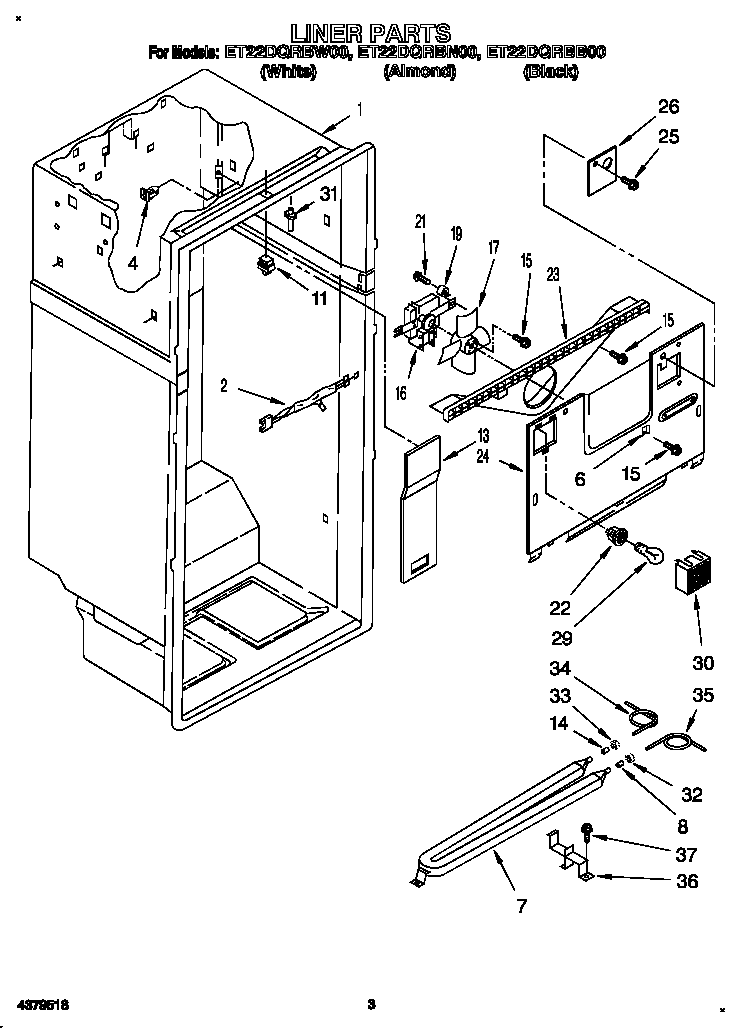 Whirlpool ET22DQRBW00 liner diagram
